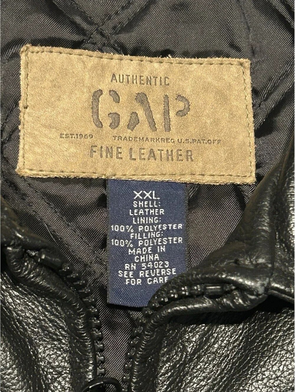 GAP Women’s XXL Black Genuine Leather Full Zip Jacket Quilted Lining